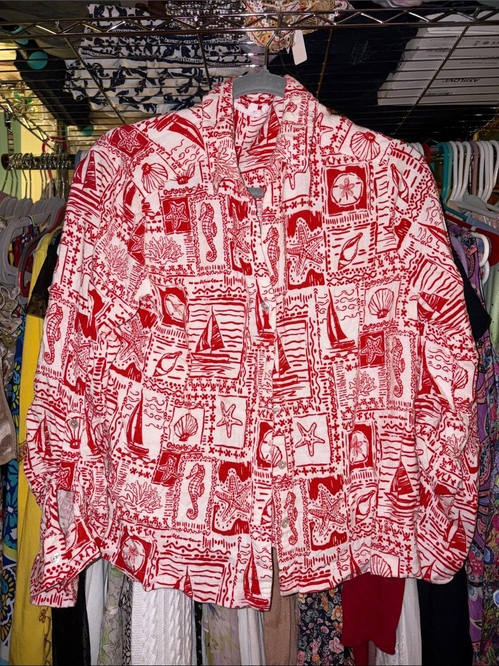 Jane + Delancy Red & White Printed Jacket Size XL Like New